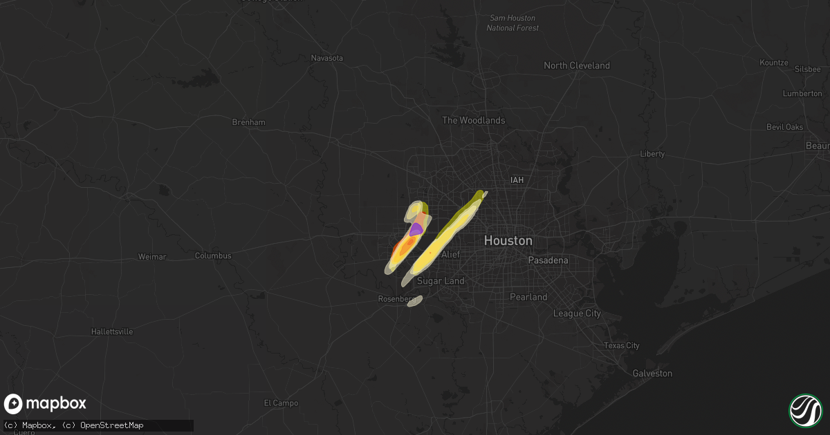 Hail map in Katy, TX on April 5, 2023