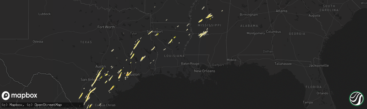 Hail map in Louisiana on April 5, 2023