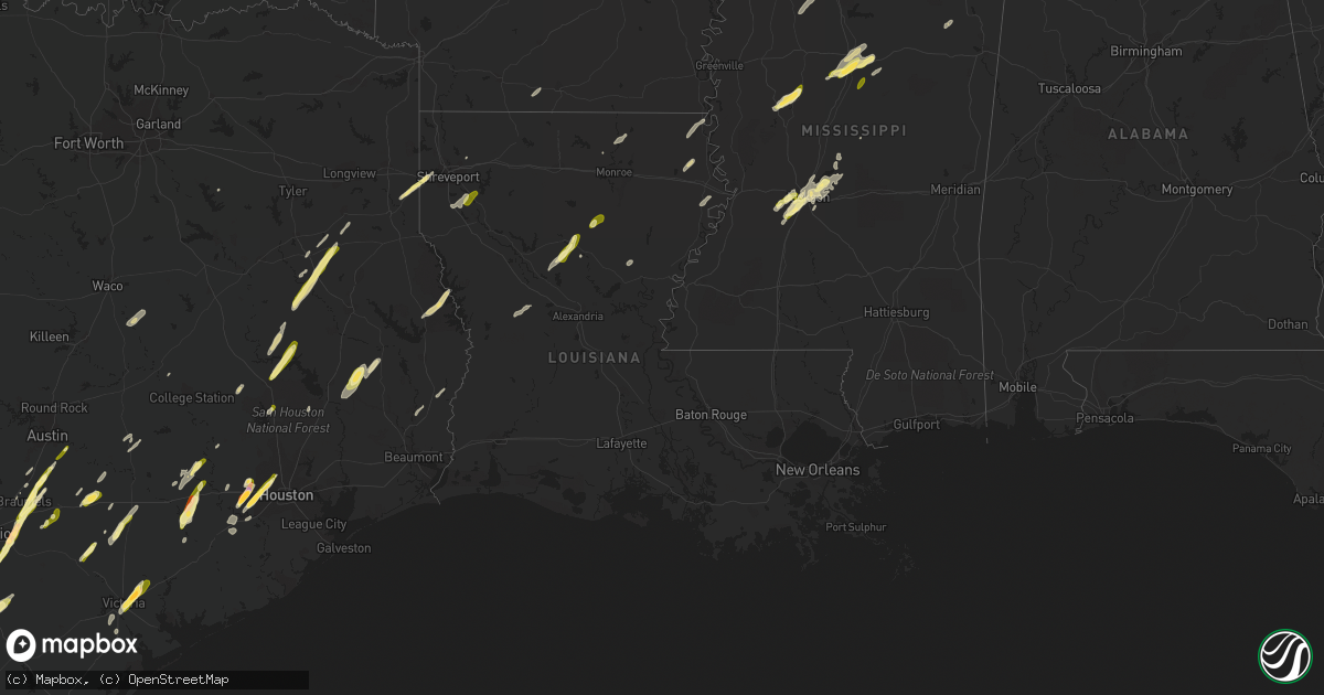 Hail map in Louisiana on April 5, 2023