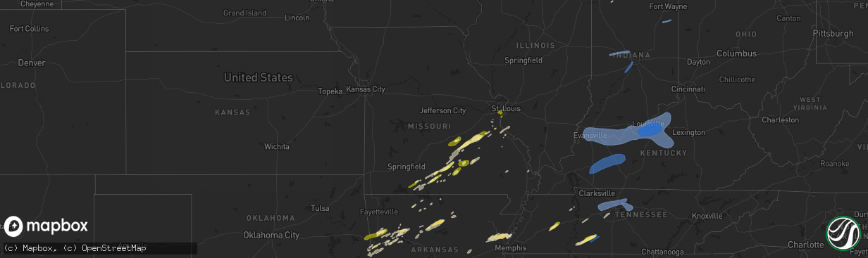 Hail map in Missouri on April 5, 2023