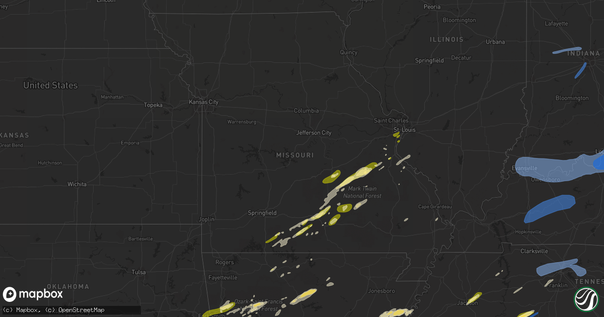 Hail map in Missouri on April 5, 2023