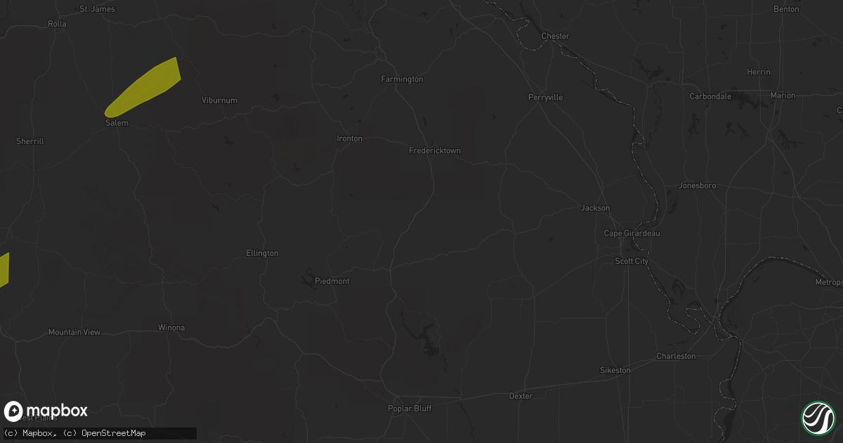 Hail map in Mountain Grove, MO on April 5, 2023