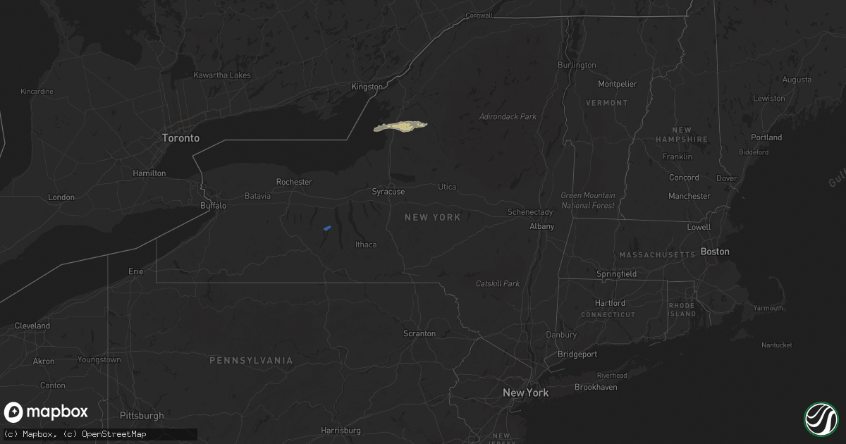 Hail map in New York on April 5, 2023