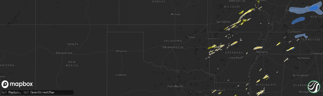 Hail map in Oklahoma on April 5, 2023