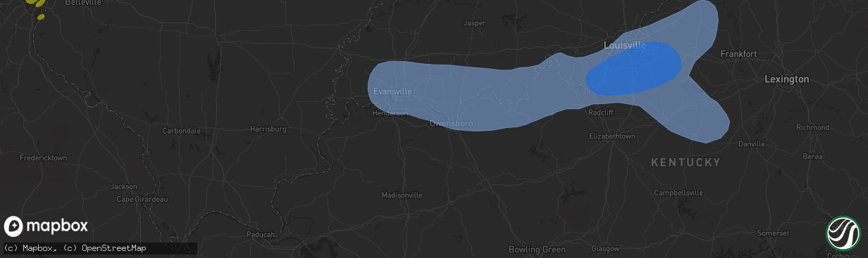 Hail map in Owensboro, KY on April 5, 2023