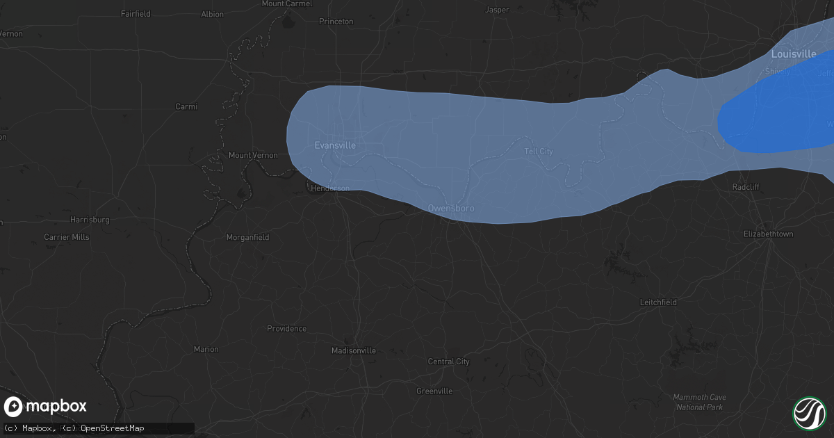 Hail map in Owensboro, KY on April 5, 2023