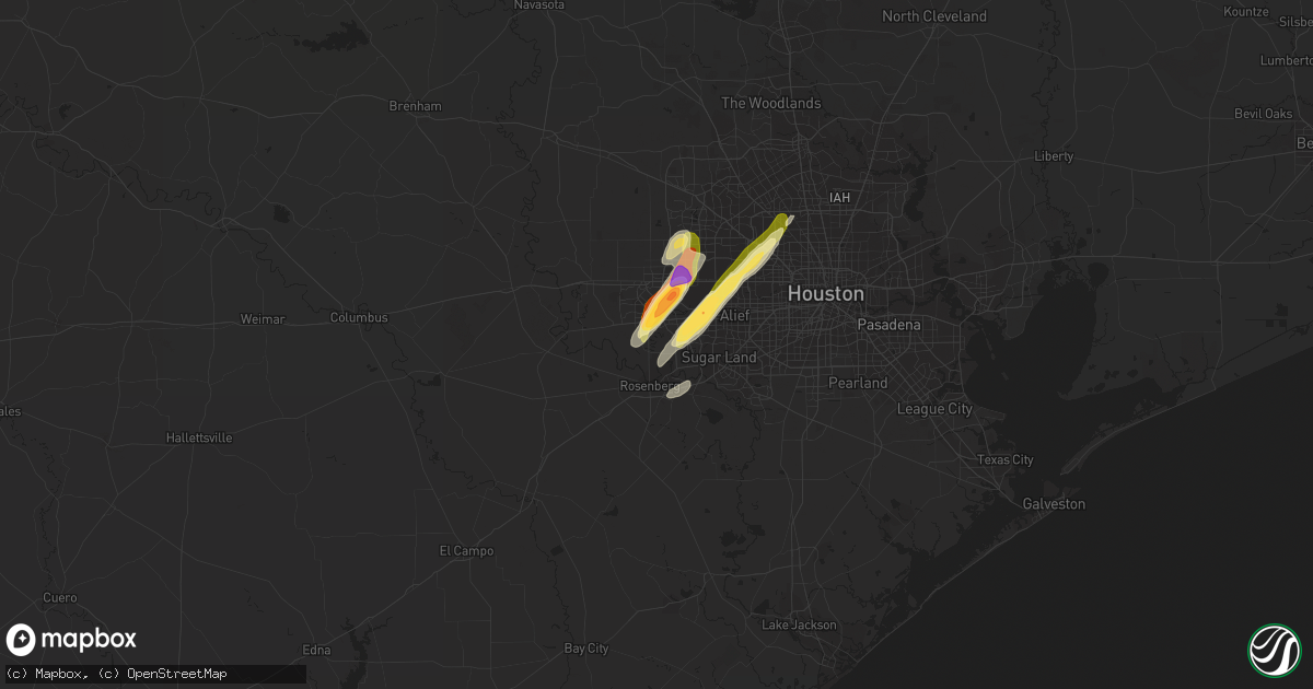 Hail map in Richmond, TX on April 5, 2023