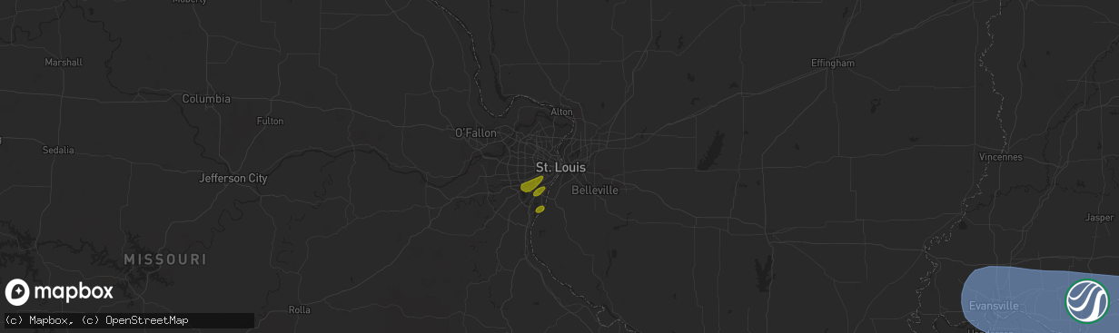 Hail map in Saint Louis, MO on April 5, 2023