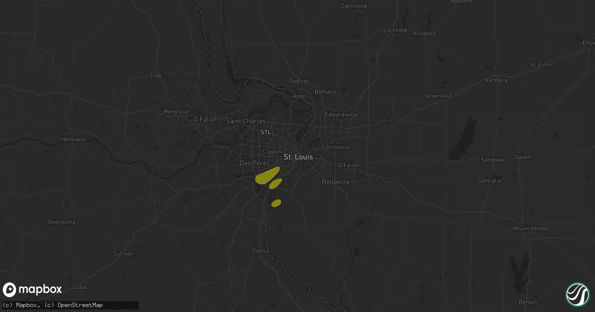 Hail map in Saint Louis, MO on April 5, 2023