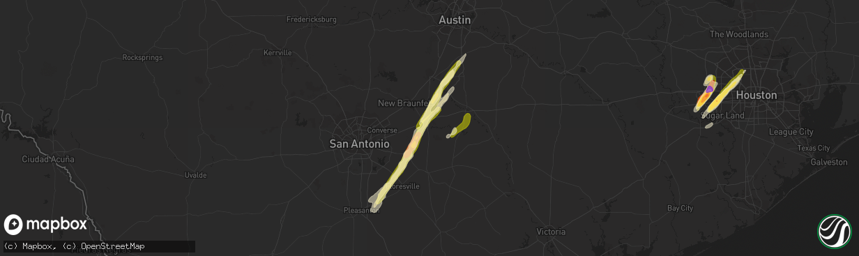 Hail map in Seguin, TX on April 5, 2023