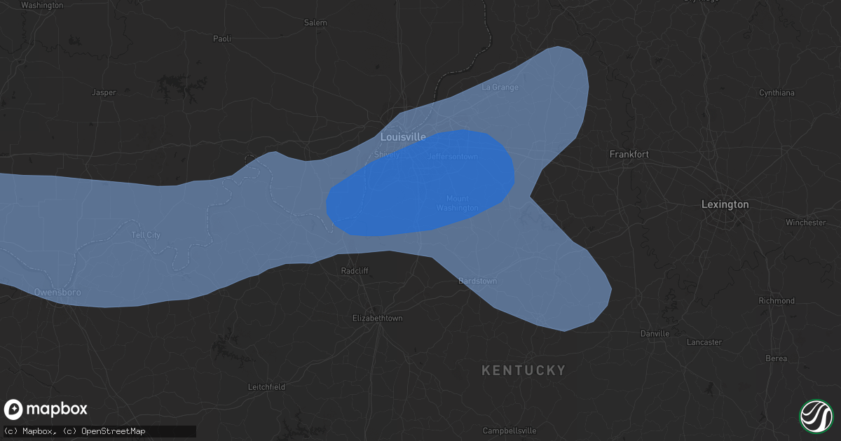 Hail map in Shepherdsville, KY on April 5, 2023