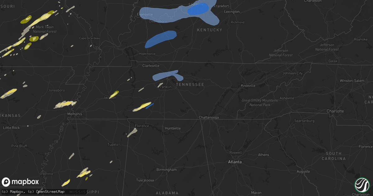 Hail map in Tennessee on April 5, 2023