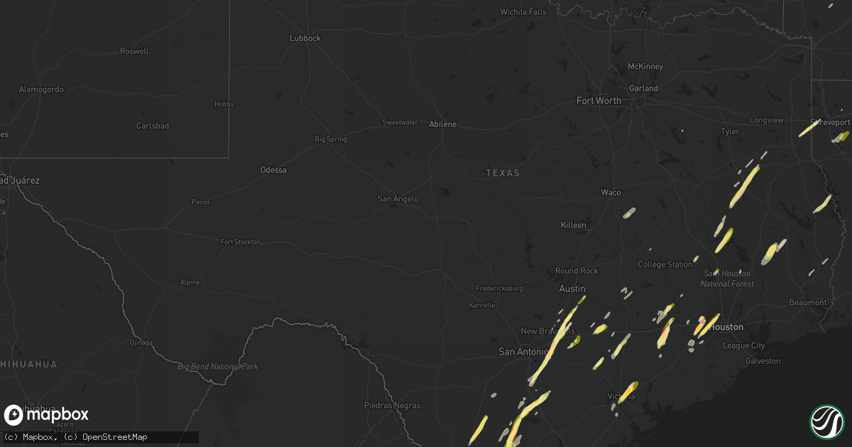 Hail map in Texas on April 5, 2023