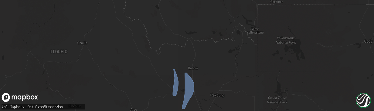 Hail map in Dubois, ID on April 5, 2024