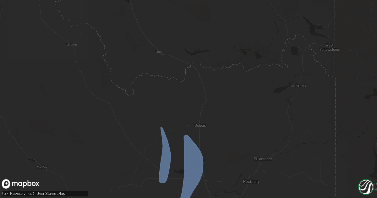 Hail map in Dubois, ID on April 5, 2024