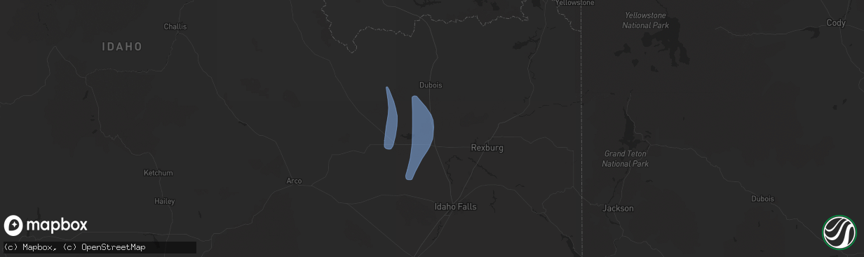 Hail map in Hamer, ID on April 5, 2024