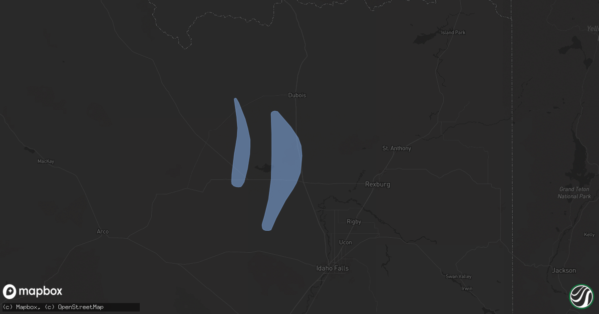 Hail map in Hamer, ID on April 5, 2024