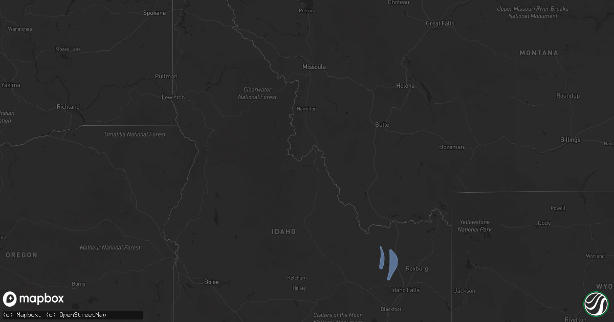 Hail map in Idaho on April 5, 2024