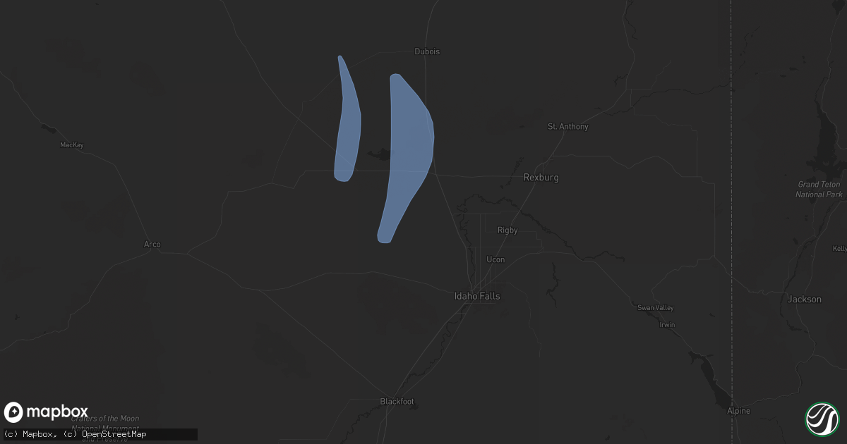 Hail map in Roberts, ID on April 5, 2024