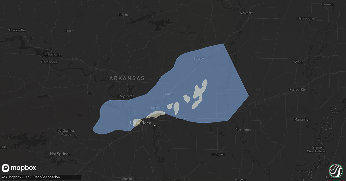 Hail map in Austin, AR on April 5, 2025