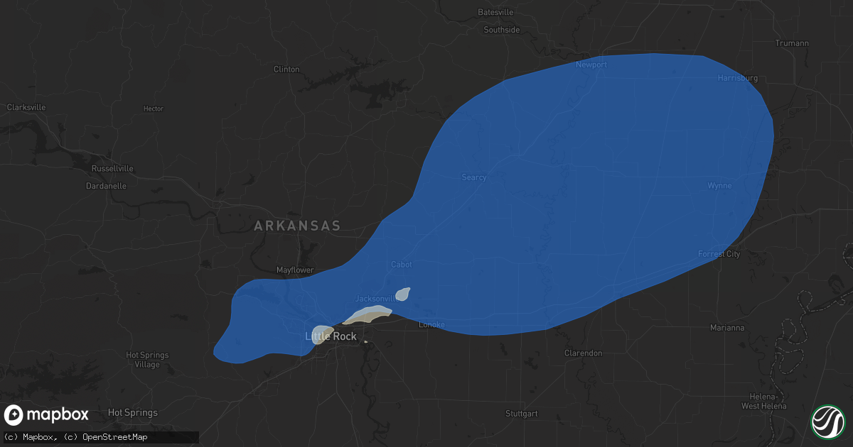 Hail map in Beebe, AR on April 5, 2025