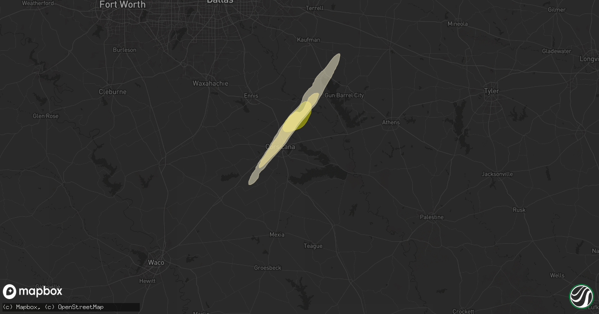 Hail map in Corsicana, TX on April 5, 2025