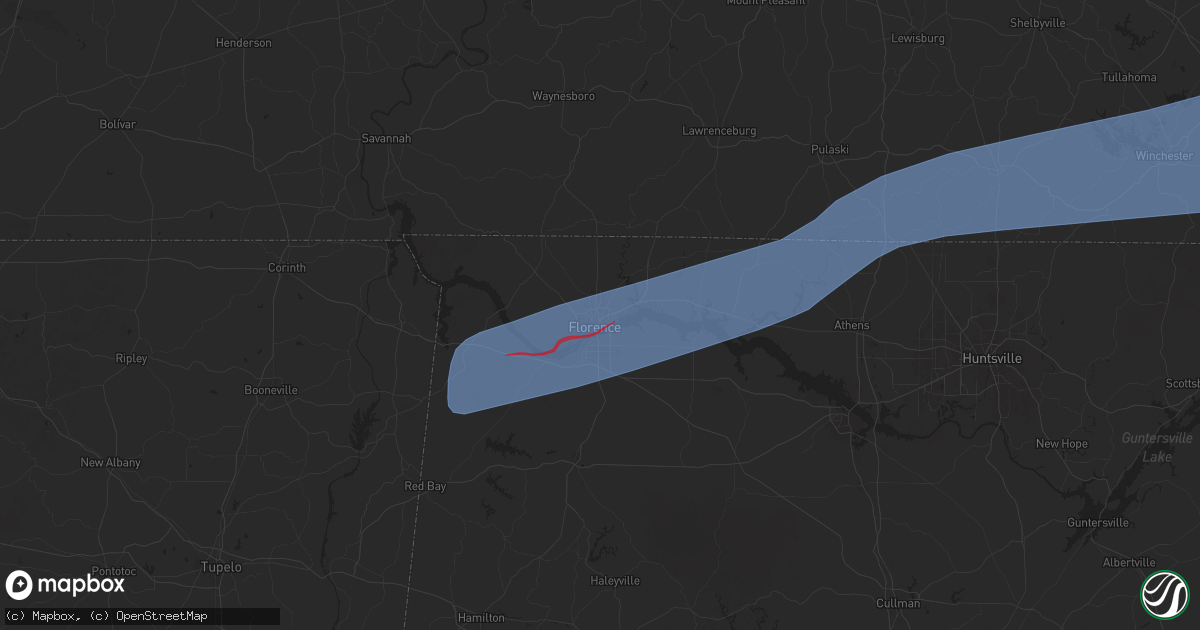 Hail map in Florence, AL on April 5, 2025