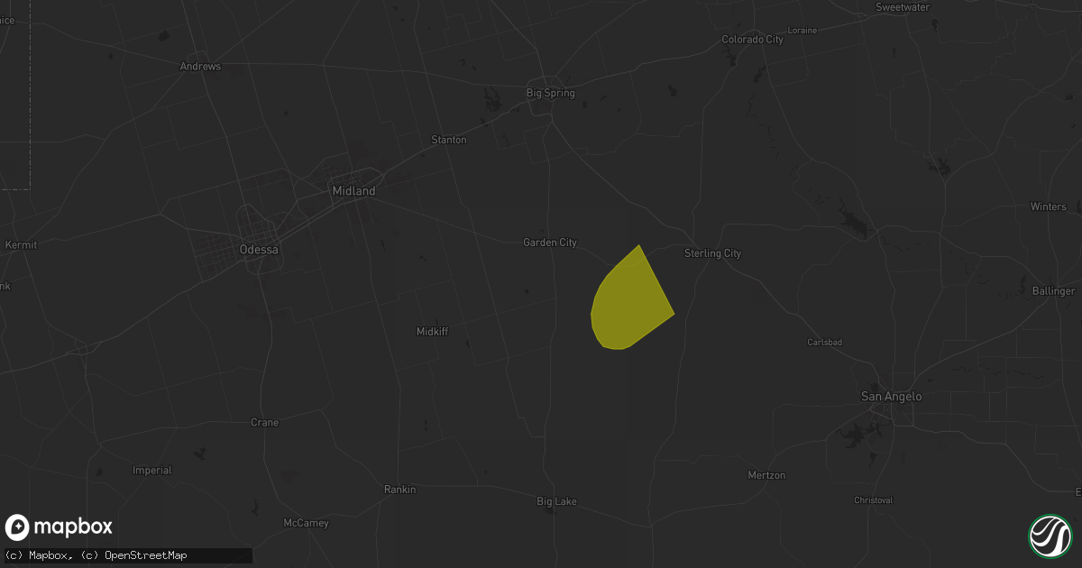 Hail map in Garden City, TX on April 5, 2025