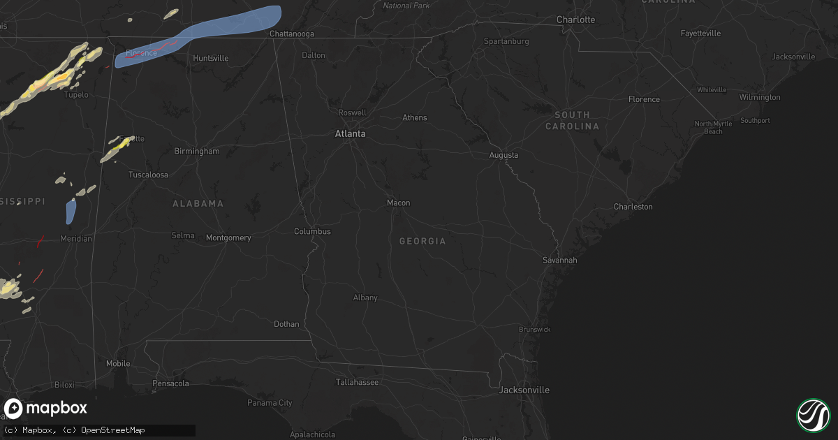 Hail map in Georgia on April 5, 2025