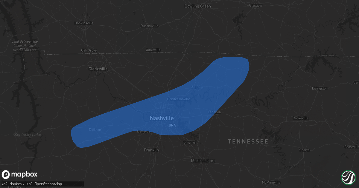 Hail map in Hendersonville, TN on April 5, 2025
