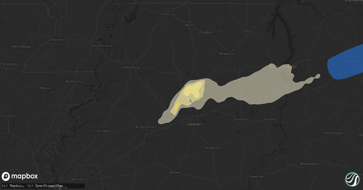 Hail map in Humboldt, TN on April 5, 2025