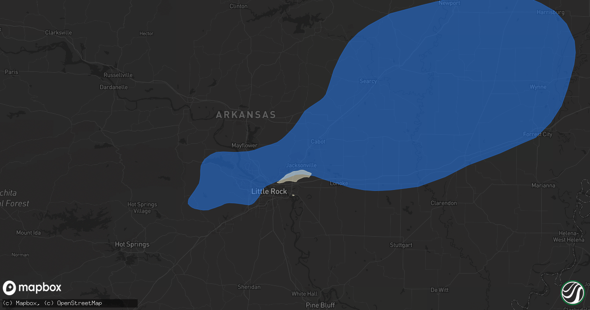 Hail map in Jacksonville, AR on April 5, 2025