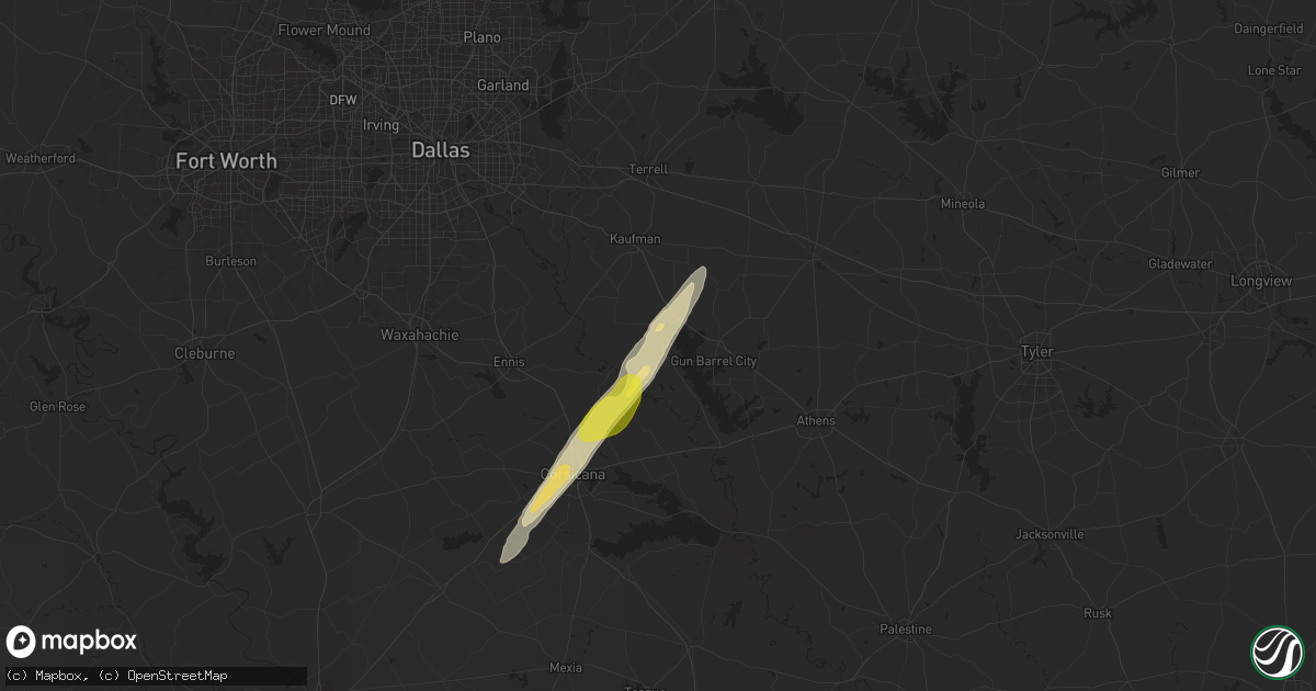 Hail map in Kemp, TX on April 5, 2025