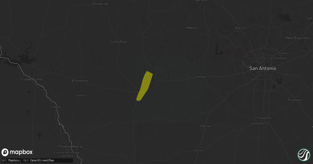 Hail map in Knippa, TX on April 5, 2025