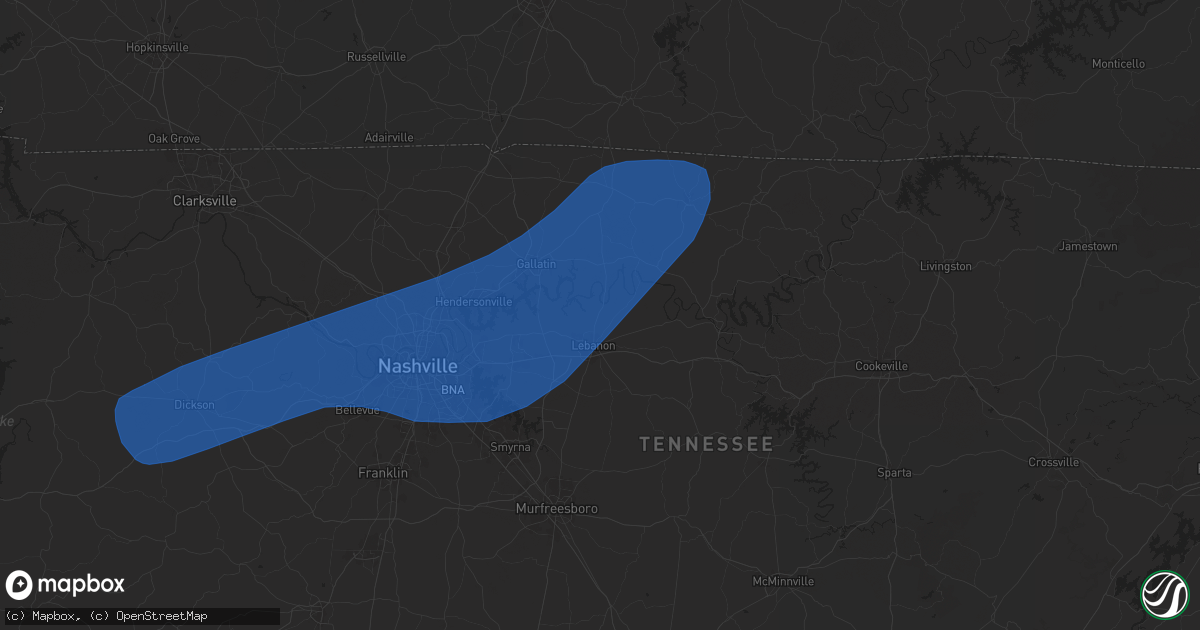 Hail map in Lebanon, TN on April 5, 2025