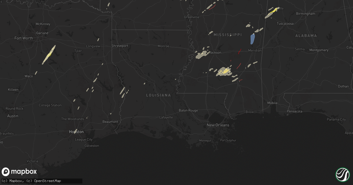 Hail map in Louisiana on April 5, 2025
