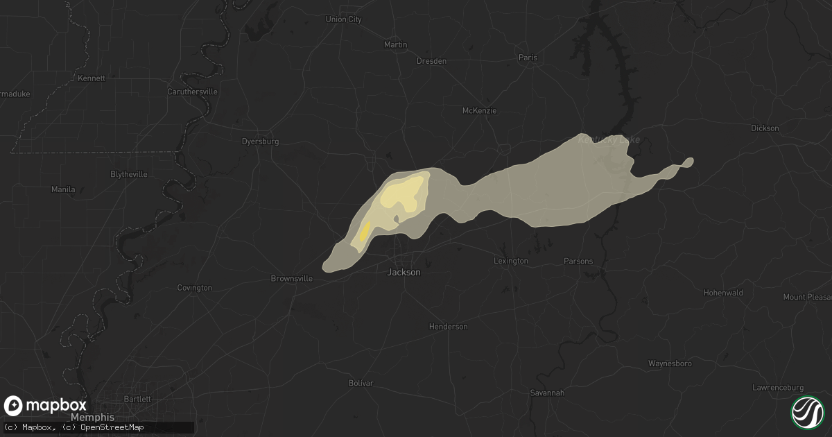 Hail map in Medina, TN on April 5, 2025