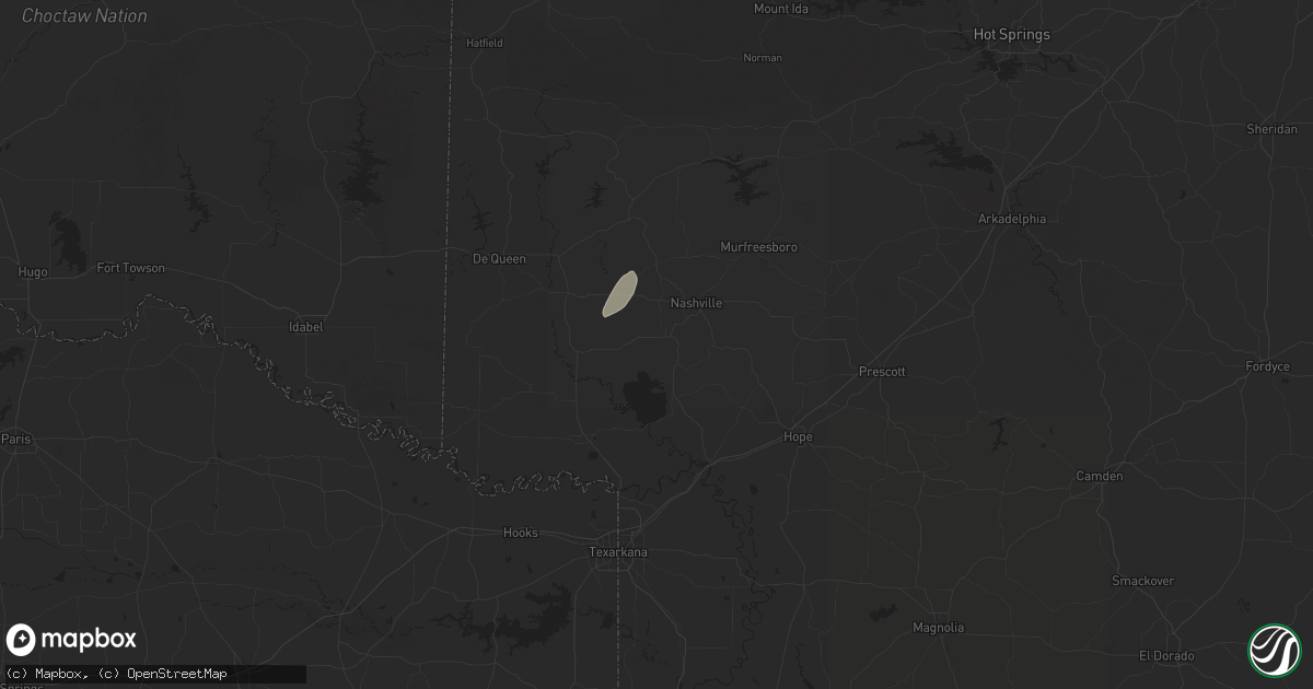 Hail map in Mineral Springs, AR on April 5, 2025