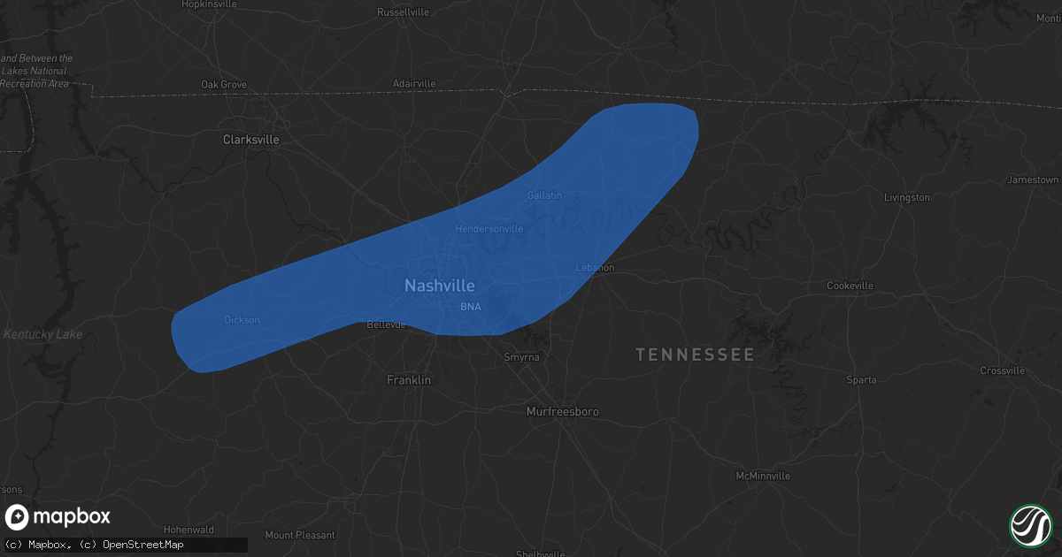 Hail map in Mount Juliet, TN on April 5, 2025