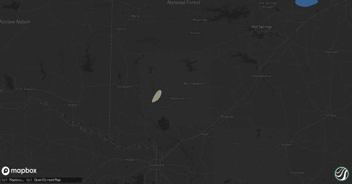 Hail map in Nashville, AR on April 5, 2025