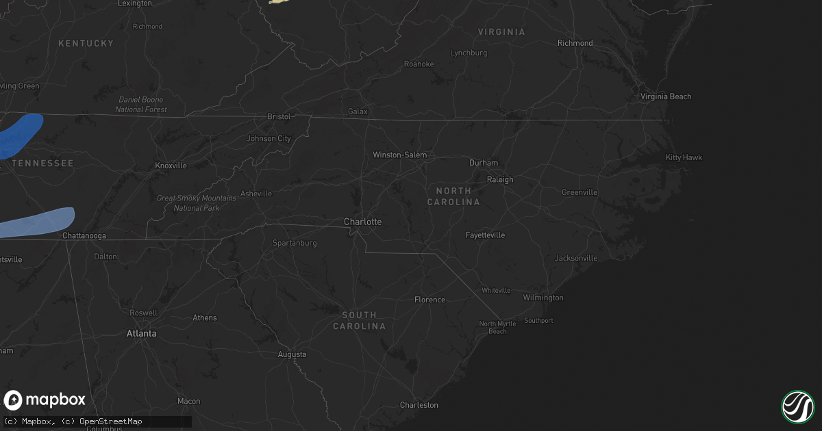 Hail map in North Carolina on April 5, 2025