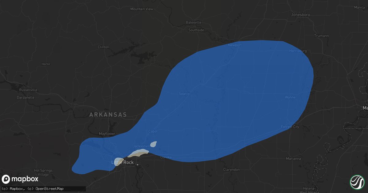 Hail map in Searcy, AR on April 5, 2025