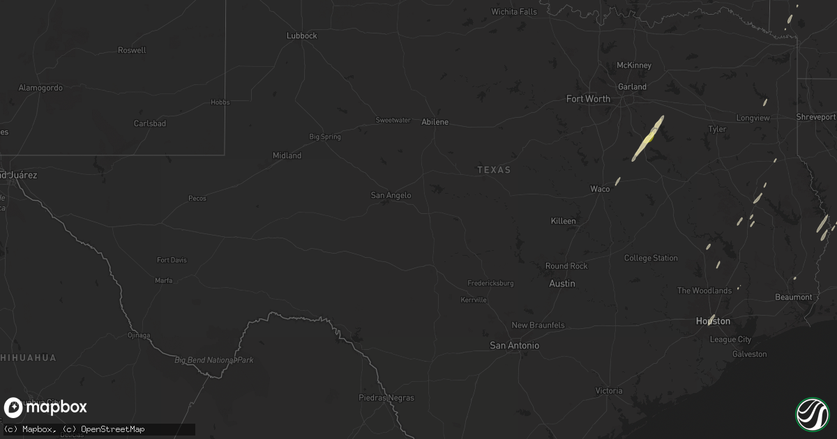 Hail map in Texas on April 5, 2025