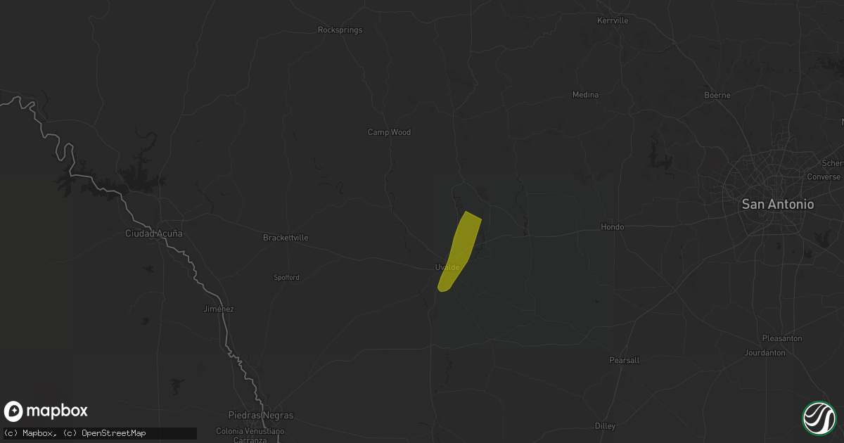 Hail map in Uvalde, TX on April 5, 2025