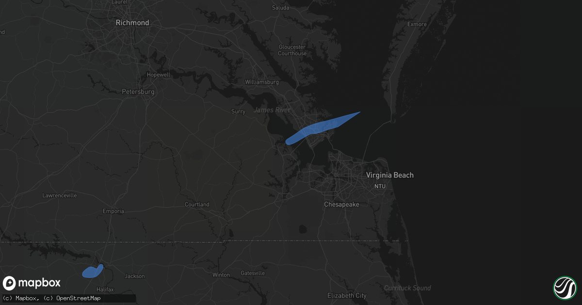 Hail map in Carrollton, VA on April 5, 2026