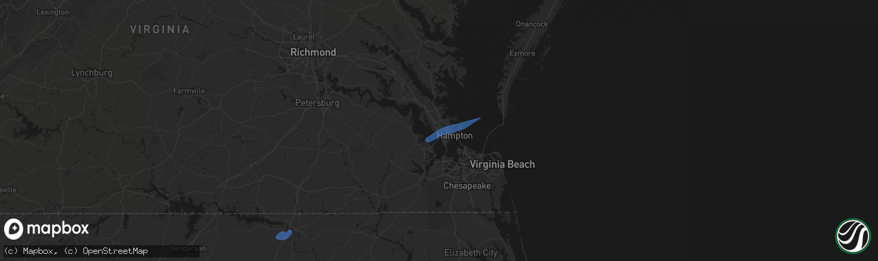 Hail map in Newport News, VA on April 5, 2026