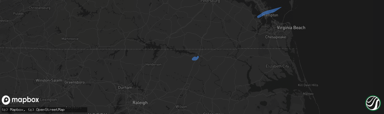 Hail map in Roanoke Rapids, NC on April 5, 2026