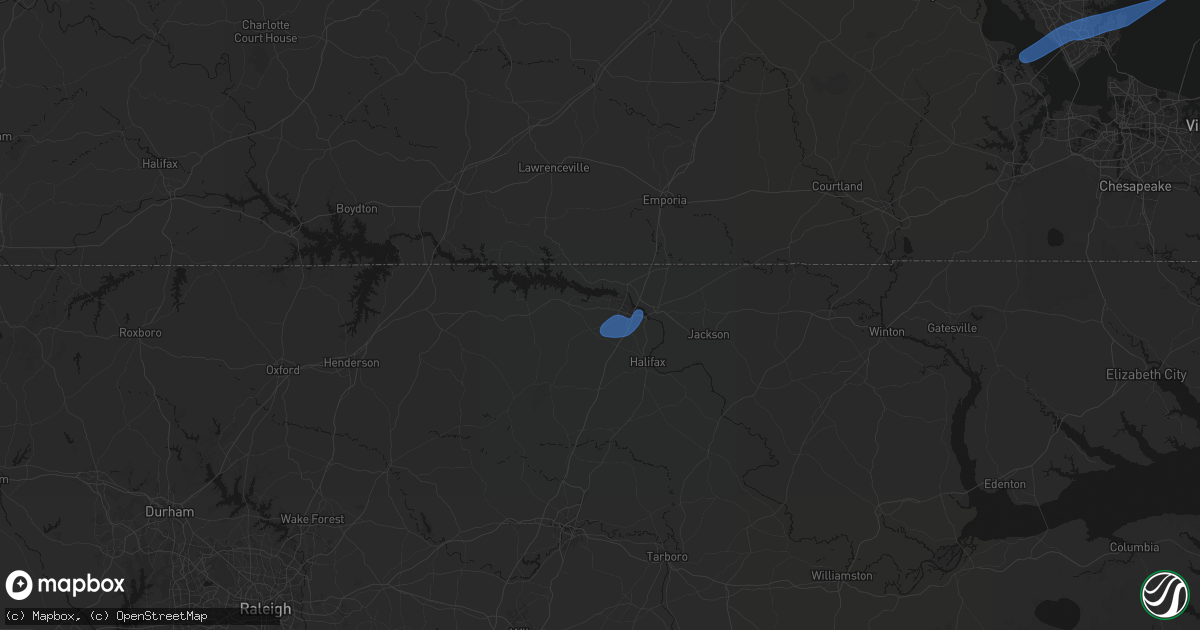 Hail map in Roanoke Rapids, NC on April 5, 2026
