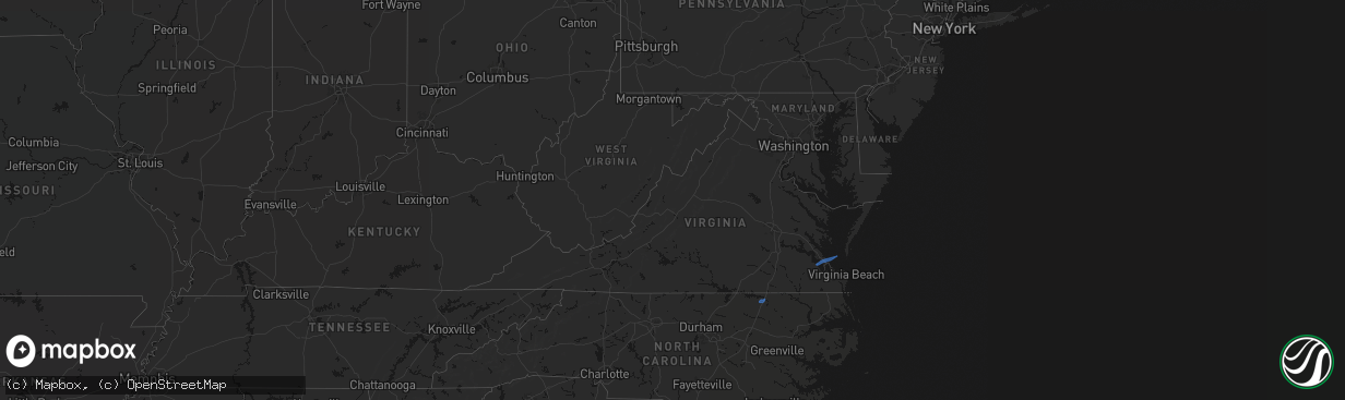 Hail map in Virginia on April 5, 2026