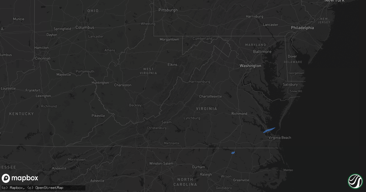 Hail map in Virginia on April 5, 2026